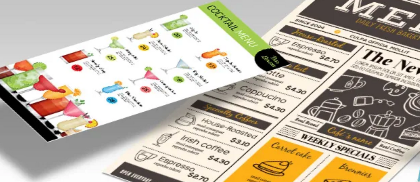 Menus | Paper | Bargain Deals!